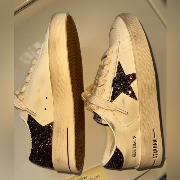  Stardan Cream Sneakers with Brown Glitter Women Size 38 New!